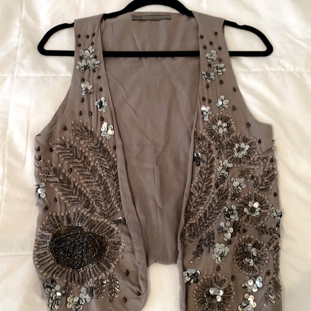 Zara Sequin Beige Vest